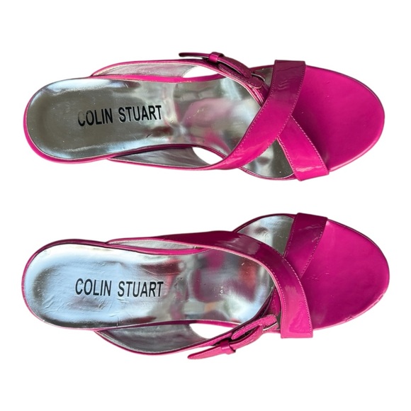Colin Stuart Fuchsia Pink Heels w Buckle Manmade Patent Leather Womens size 7.5 - Picture 10 of 15
